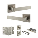 STATUS Montana Door Handle Pack (Bathroom Set - 2.5" CE Bathroom Lock, 3" Fire Rated Hinges x3) - Satin Nickel - ADPS40SSN8 - Choice Handles