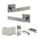 STATUS Montana Door Handle Pack (Bathroom Set - 2.5" CE Bathroom Lock, 4" Fire Rated Hinges x3) - Satin Nickel/Polished Chrome - ADPS40SSNPC10 - Choice Handles