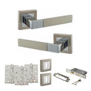 STATUS Montana Door Handle Pack (3 Lever Lock Set - 3" CE Sashlock, 4" Fire Rated Hinges x3) - Satin Nickel/Polished Chrome - ADPS40SSNPC17 - Choice Handles