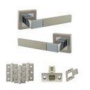 STATUS Montana Door Handle Pack (Latch Set - 2.5" CE Latch, 3" Fire Rated Hinges x3) - Satin Nickel/Polished Chrome - ADPS40SSNPC1 - Choice Handles