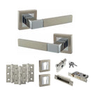 STATUS Montana Door Handle Pack (Euro Lock Set - 2.5" CE Sashlock, 3" Fire Rated Hinges x3) - Satin Nickel/Polished Chrome - ADPS40SSNPC20 - Choice Handles