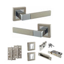 STATUS Montana Door Handle Pack (Euro Lock Set - 3" CE Sashlock, 4" Slim Knuckle Hinges x2) - Satin Nickel/Polished Chrome - ADPS40SSNPC25 - Choice Handles
