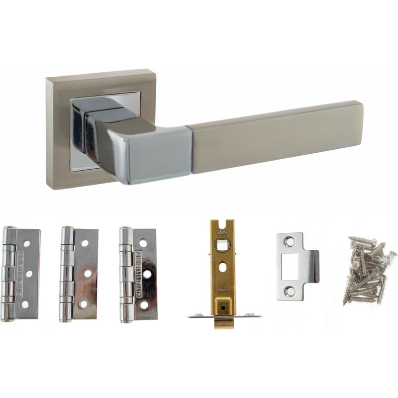 Atlantic Montana Dorpac (3" Latch, 3"x2" Hingesx3) - Satin Nickel/Polished Chrome - ADPS40SSNPC3 - Choice Handles