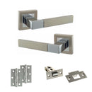 STATUS Montana Door Handle Pack (Latch Set - 2.5" Latch, 3" Hinges x2) - Satin Nickel/Polished Chrome - ADPS40SSNPC7 - Choice Handles