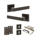 STATUS Montana Door Handle Pack (3 Lever Lock Set - 3" CE Sashlock, 4" Slim Knuckle Hinges x2) - Urban Dark Bronze - ADPS40SUDB19 - Choice Handles
