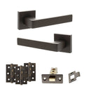 STATUS Montana Door Handle Pack (Latch Set - 2.5" CE Latch, 3" Fire Rated Hinges x3) - Urban Dark Bronze - ADPS40SUDB1 - Choice Handles