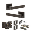 STATUS Montana Door Handle Pack (Euro Lock Set - 3" CE Sashlock, 3" Fire Rated Hinges x3) - Urban Dark Bronze - ADPS40SUDB21 - Choice Handles