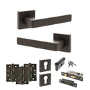 STATUS Montana Door Handle Pack (Euro Lock Set - 3" CE Sashlock, 4" Fire Rated Hinges x3) - Urban Dark Bronze - ADPS40SUDB23 - Choice Handles