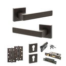 STATUS Montana Door Handle Pack (Euro Lock Set - 3" CE Sashlock, 4" Slim Knuckle Hinges x2) - Urban Dark Bronze - ADPS40SUDB25 - Choice Handles