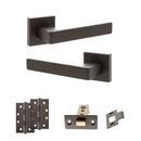 STATUS Montana Door Handle Pack (Latch Set - 2.5" CE Latch, 4" Slim Knuckle Hinges x2) - Urban Dark Bronze - ADPS40SUDB5 - Choice Handles