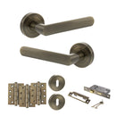 STATUS Carolina Door Handle Pack (3 Lever Lock Set - 2.5" CE Sashlock, 4" Fire Rated Hinges x3) - Antique Brass - ADPS42RAB16 - Choice Handles