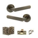 STATUS Carolina Door Handle Pack (Latch Set - 2.5" CE Latch, 3" Fire Rated Hinges x3) - Antique Brass - ADPS42RAB1 - Choice Handles