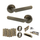 STATUS Carolina Door Handle Pack (Euro Lock Set - 2.5" CE Sashlock, 4" Fire Rated Hinges x3) - Antique Brass - ADPS42RAB22 - Choice Handles