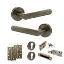 STATUS Carolina Door Handle Pack (Euro Lock Set - 2.5" CE Sashlock, 4" Slim Knuckle Hinges x2) - Antique Brass - ADPS42RAB24 - Choice Handles