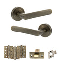 STATUS Carolina Door Handle Pack (Latch Set - 2.5" CE Latch, 4" Fire Rated Hinges x3) - Antique Brass - ADPS42RAB3 - Choice Handles