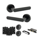 STATUS Carolina Door Handle Pack (Bathroom Set - 3" CE Bathroom Lock, 4" Fire Rated Hinges x3) - Matt Black - ADPS42RMB11 - Choice Handles