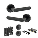STATUS Carolina Door Handle Pack (Bathroom Set - 2.5" CE Bathroom Lock, 4" Slim Knuckle Hinges x2) - Matt Black - ADPS42RMB12 - Choice Handles