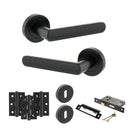 STATUS Carolina Door Handle Pack (3 Lever Lock Set - 2.5" CE Sashlock, 3" Fire Rated Hinges x3) - Matt Black - ADPS42RMB14 - Choice Handles