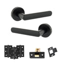 STATUS Carolina Door Handle Pack (Latch Set - 2.5" CE Latch, 3" Fire Rated Hinges x3) - Matt Black - ADPS42RMB1 - Choice Handles