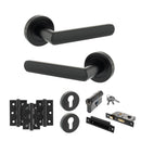 STATUS Carolina Door Handle Pack (Euro Lock Set - 3" CE Sashlock, 3" Fire Rated Hinges x3) - Matt Black - ADPS42RMB21 - Choice Handles