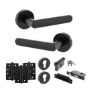 STATUS Carolina Door Handle Pack (Euro Lock Set - 3" CE Sashlock, 4" Fire Rated Hinges x3) - Matt Black - ADPS42RMB23 - Choice Handles
