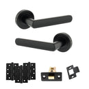STATUS Carolina Door Handle Pack (Latch Set - 2.5" CE Latch, 4" Fire Rated Hinges x3) - Matt Black - ADPS42RMB3 - Choice Handles