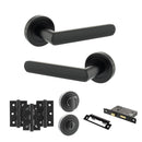 STATUS Carolina Door Handle Pack (Bathroom Set - 3" CE Bathroom Lock, 3" Fire Rated Hinges x3) - Matt Black - ADPS42RMB9 - Choice Handles