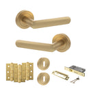 STATUS Carolina Door Handle Pack (3 Lever Lock Set - 2.5" CE Sashlock, 3" Fire Rated Hinges x3) - Satin Brass - ADPS42RSB14 - Choice Handles