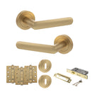 STATUS Carolina Door Handle Pack (3 Lever Lock Set - 2.5" CE Sashlock, 4" Fire Rated Hinges x3) - Satin Brass - ADPS42RSB16 - Choice Handles