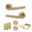 STATUS Carolina Door Handle Pack (3 Lever Lock Set - 3" CE Sashlock, 4" Slim Knuckle Hinges x2) - Satin Brass - ADPS42RSB19 - Choice Handles
