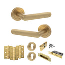 STATUS Carolina Door Handle Pack (Euro Lock Set - 2.5" CE Sashlock, 3" Fire Rated Hinges x3) - Satin Brass - ADPS42RSB20 - Choice Handles