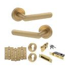 STATUS Carolina Door Handle Pack (Euro Lock Set - 2.5" CE Sashlock, 4" Fire Rated Hinges x3) - Satin Brass - ADPS42RSB22 - Choice Handles