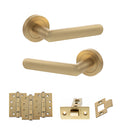 STATUS Carolina Door Handle Pack (Latch Set - 2.5" CE Latch, 4" Fire Rated Hinges x3) - Satin Brass - ADPS42RSB3 - Choice Handles