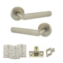 STATUS Carolina Door Handle Pack (Latch Set - 3" CE Latch, 4" Fire Rated Hinges x3) - Satin Nickel - ADPS42RSN4 - Choice Handles