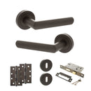 STATUS Carolina Door Handle Pack (3 Lever Lock Set - 2.5" CE Sashlock, 4" Slim Knuckle Hinges x2) - Urban Dark Bronze - ADPS42RUDB18 - Choice Handles