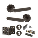 STATUS Carolina Door Handle Pack (Euro Lock Set - 3" CE Sashlock, 3" Fire Rated Hinges x3) - Urban Dark Bronze - ADPS42RUDB21 - Choice Handles
