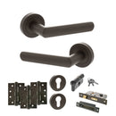 STATUS Carolina Door Handle Pack (Euro Lock Set - 2.5" CE Sashlock, 4" Fire Rated Hinges x3) - Urban Dark Bronze - ADPS42RUDB22 - Choice Handles