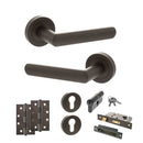 STATUS Carolina Door Handle Pack (Euro Lock Set - 2.5" CE Sashlock, 4" Slim Knuckle Hinges x2) - Urban Dark Bronze - ADPS42RUDB24 - Choice Handles