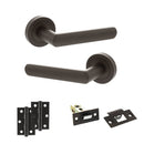 STATUS Carolina Door Handle Pack (Latch Set - 2.5" Latch, 3" Hinges x2) - Urban Dark Bronze - ADPS42RUDB7 - Choice Handles