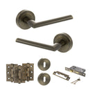 STATUS Alabama Door Handle Pack (3 Lever Lock Set - 3" CE Sashlock, 3" Fire Rated Hinges x3) - Antique Brass - ADPS43RAB15 - Choice Handles