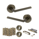 STATUS Alabama Door Handle Pack (3 Lever Lock Set - 2.5" CE Sashlock, 4" Fire Rated Hinges x3) - Antique Brass - ADPS43RAB16 - Choice Handles