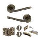 STATUS Alabama Door Handle Pack (Euro Lock Set - 2.5" CE Sashlock, 3" Fire Rated Hinges x3) - Antique Brass - ADPS43RAB20 - Choice Handles