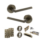 STATUS Alabama Door Handle Pack (Euro Lock Set - 3" CE Sashlock, 4" Slim Knuckle Hinges x2) - Antique Brass - ADPS43RAB25 - Choice Handles