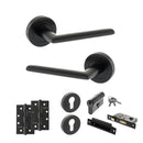 STATUS Alabama Door Handle Pack (Euro Lock Set - 2.5" CE Sashlock, 4" Slim Knuckle Hinges x2) - Matt Black - ADPS43RMB24 - Choice Handles