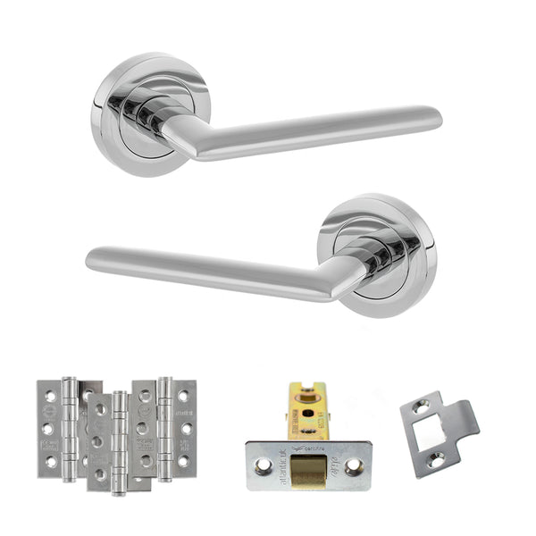STATUS Alabama Door Handle Pack (Latch Set - 2.5" CE Latch, 3" Fire Rated Hinges x3) - Polished Chrome - ADPS43RPC1 - Choice Handles