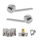 STATUS Alabama Door Handle Pack (Latch Set - 2.5" CE Latch, 4" Fire Rated Hinges x3) - Polished Chrome - ADPS43RPC3 - Choice Handles