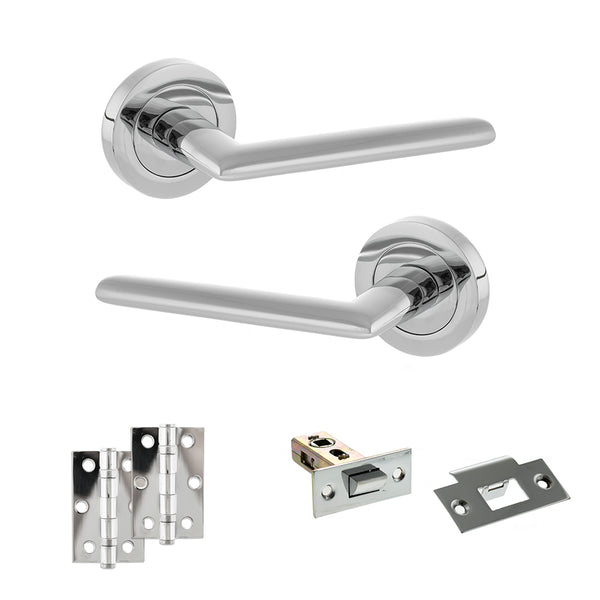 STATUS Alabama Door Handle Pack (Latch Set - 2.5" Latch, 3" Hinges x2) - Polished Chrome - ADPS43RPC7 - Choice Handles