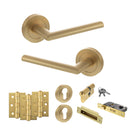STATUS Alabama Door Handle Pack (Euro Lock Set - 3" CE Sashlock, 3" Fire Rated Hinges x3) - Satin Brass - ADPS43RSB21 - Choice Handles