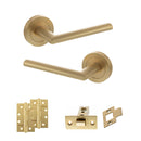 STATUS Alabama Door Handle Pack (Latch Set - 2.5" CE Latch, 4" Slim Knuckle Hinges x2) - Satin Brass - ADPS43RSB5 - Choice Handles