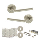 STATUS Alabama Door Handle Pack (3 Lever Lock Set - 2.5" CE Sashlock, 4" Fire Rated Hinges x3) - Satin Nickel - ADPS43RSN16 - Choice Handles